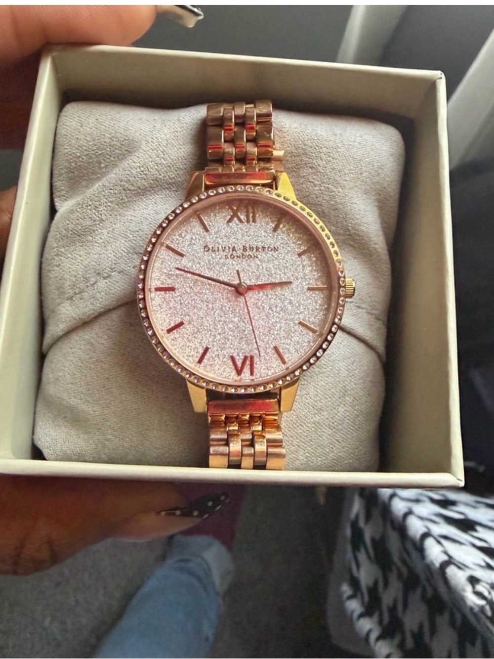 OLIVIA BURTON Rose Gold-tone Glitter Dial Bracelet Watch